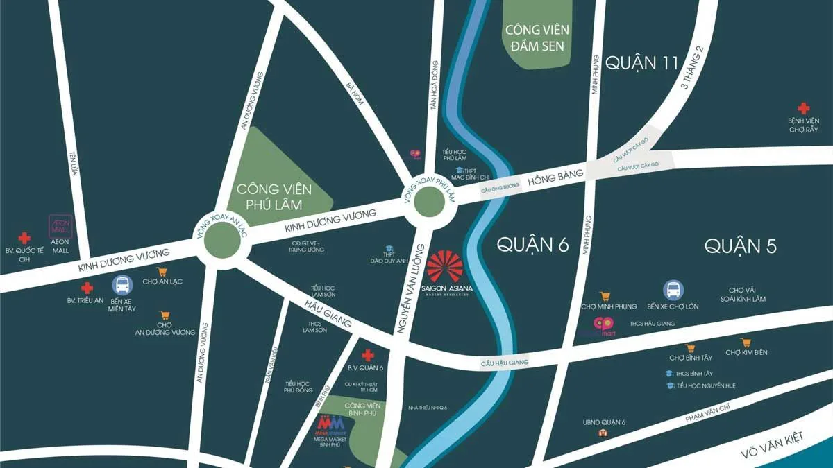 SAIGON ASIANA 3 Bản đồ Vị trí Dự án Căn hộ Saigon Asiana Quận 6