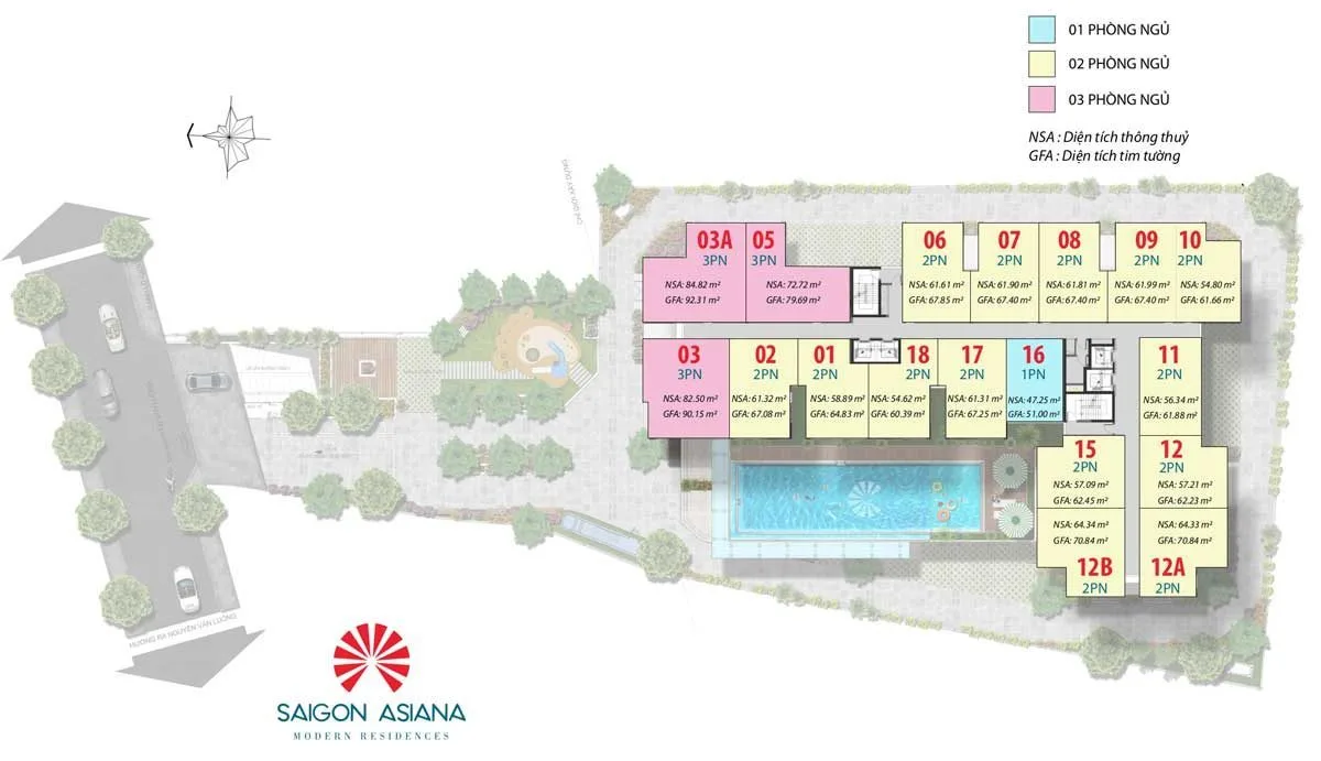 SAIGON ASIANA 10 Mặt bằng Dự án Căn hộ Saigon Asiana Quận 6