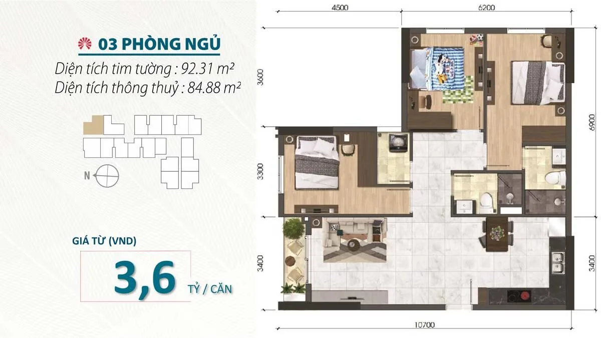 SAIGON ASIANA 15 Thiết kế Căn hộ 3 Phòng ngủ SaiGon Asiana Nguyễn Văn Luông Quận 6