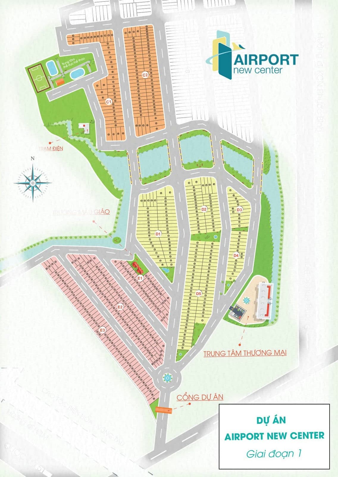 Mặt bằng Phân lô Giai đoạn 1 Dự án Airport New Center Long Thành