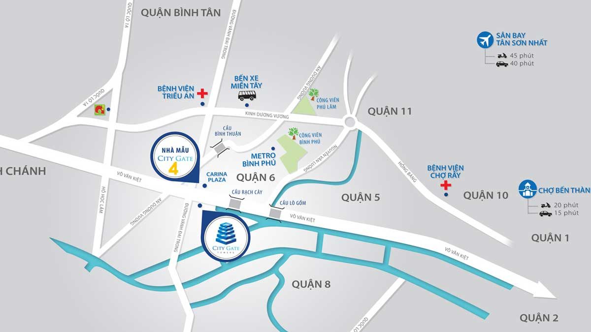 Vị trí City Gate 4 nằm tại một trong những vị trí đắc địa nhất Quận 8