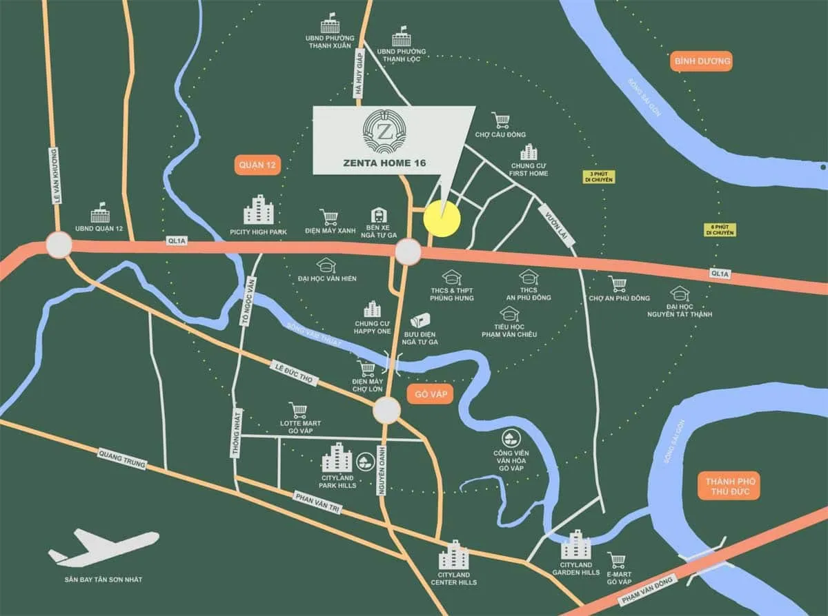 Zenta Home 16 2 Vị trí Nhà phố Thương mại Zenta Home 16 Quận 12