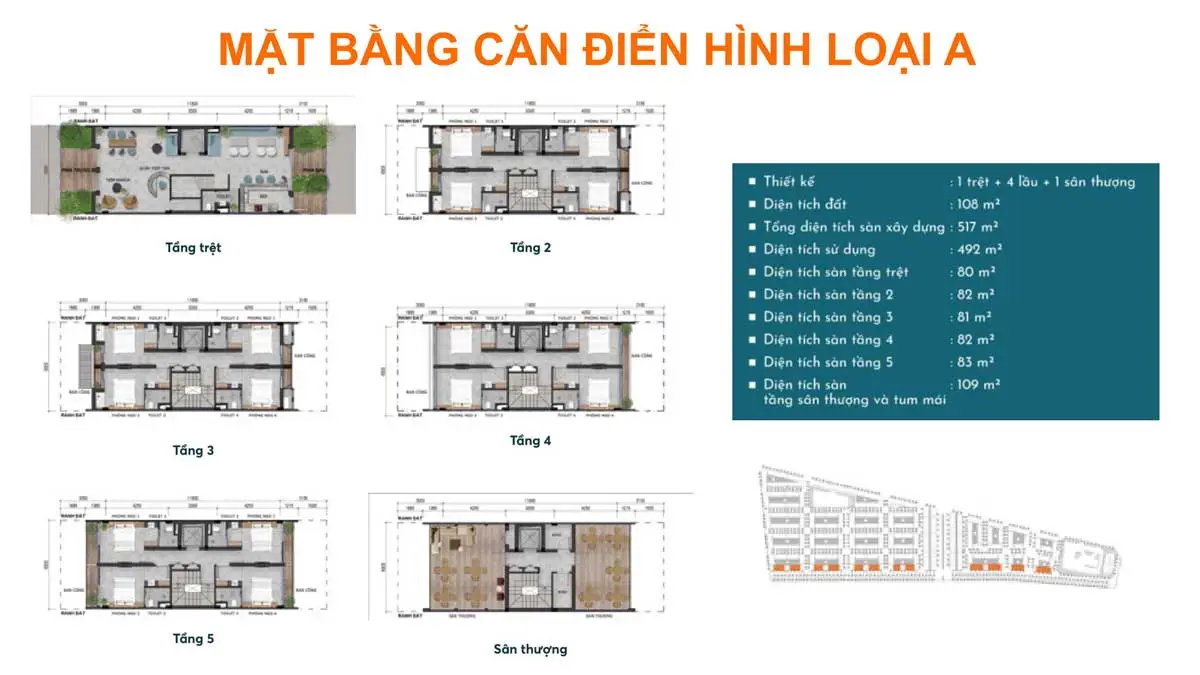 Broadway Mini Hotel Thanh Long Bay 6 Mặt bằng căn diển hình loại A Broadway Mini Hotel Thanh Long Bay