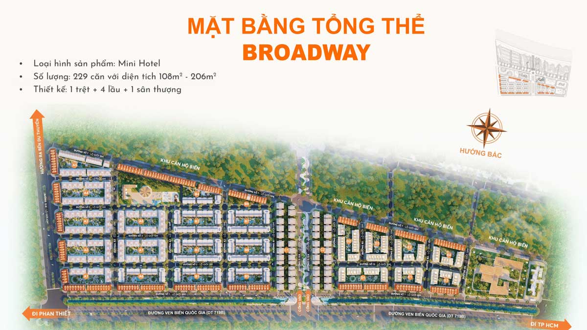 Mặt bằng Phân khu Broadway Mini Hotel Thanh Long Bay