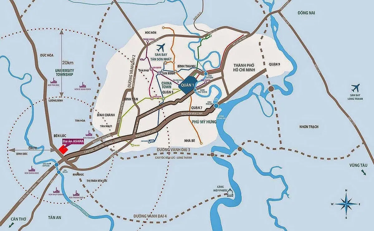 ASAKA RIVERSIDE BẾN LỨC 4 Vị trí Dự án Asaka Riverside Bến Lức Long An