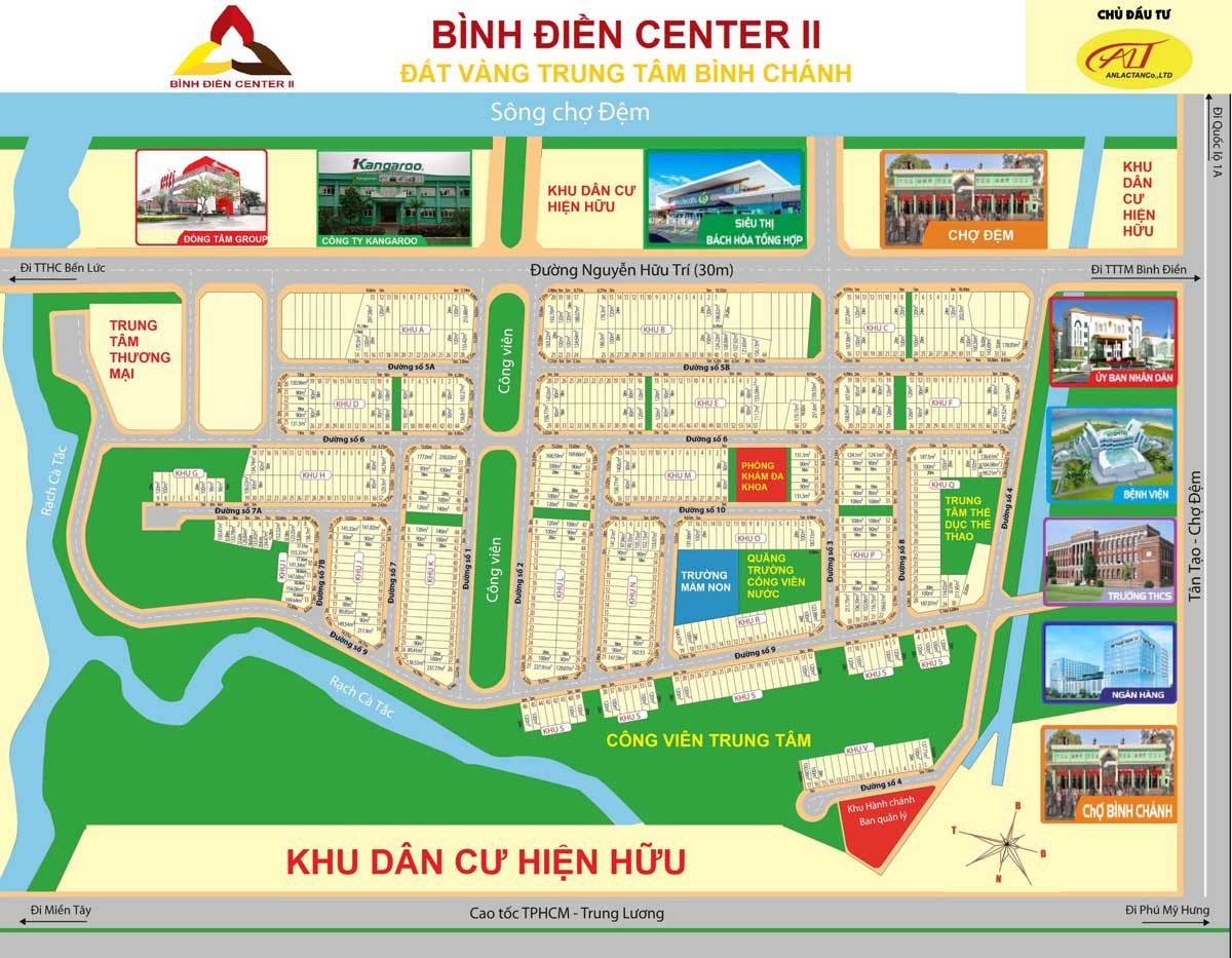 Mặt bằng phân lô Dự án đất nền Bình Điền Center 2 Bình Chánh