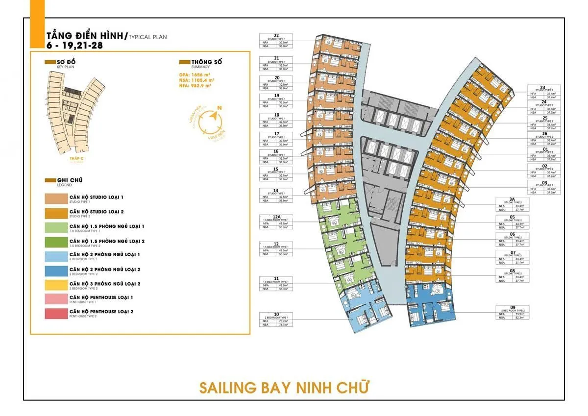SAILING BAY NINH CHỮ 9 Mặt bằng tầng Dự án Căn hộ Condotel Sailing Bay Ninh Chữ