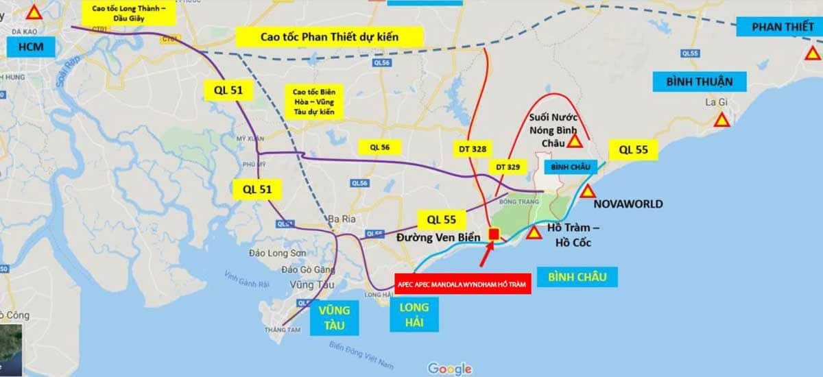 Vị trí Vị trí Apec Mandala Wyndham Hồ Tràm Bình Châu Bà Rịa Vũng Tàu