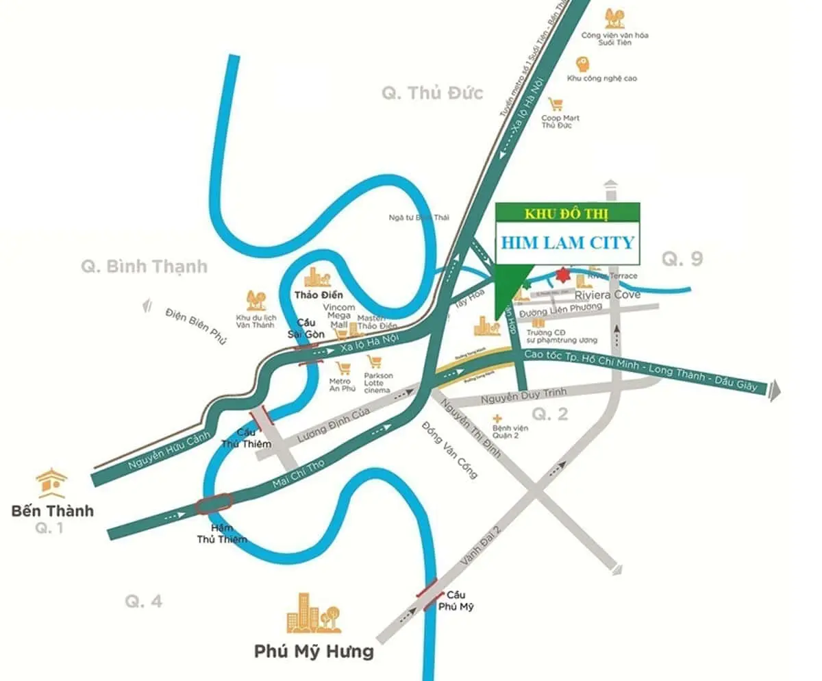 HIM LAM CITY QUẬN 2 2 Vị trí Dự án khu đô thị Him Lam City Quận 2