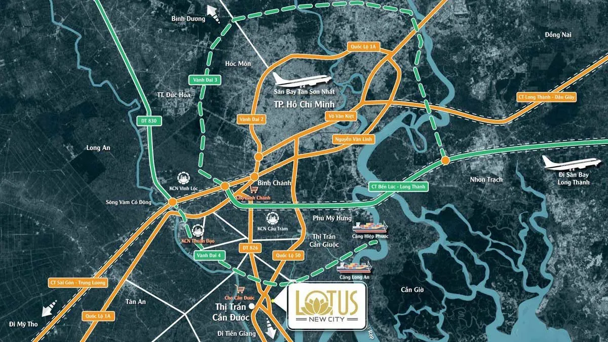 Vị trí trung tâm Cần Đước của Dự án Lotus New City Vị trí trung tâm Cần Đước của Dự án Lotus New City