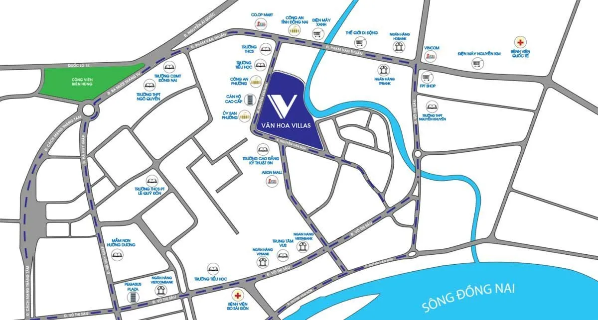 Vị trí Dự án Văn Hoa Villas Biên Hòa Đồng Nai Vị trí Dự án Văn Hoa Villas Biên Hòa Đồng Nai