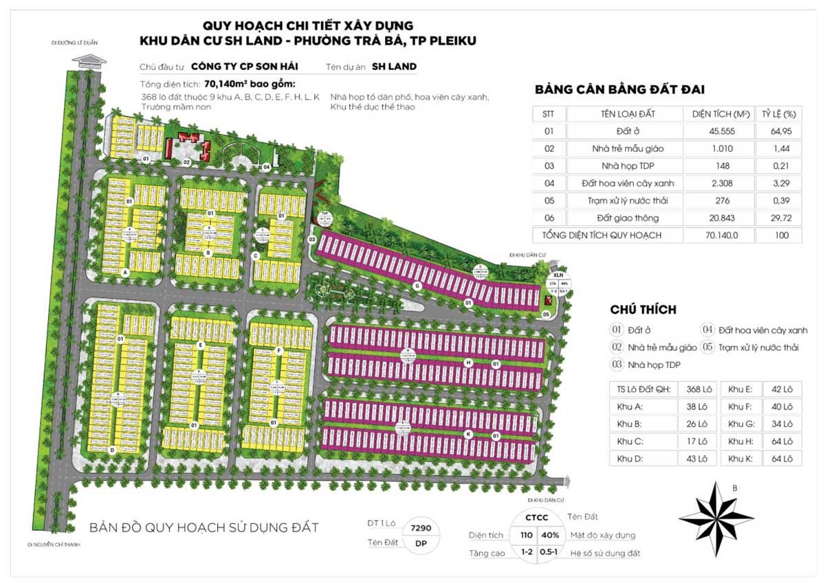 Mặt bằng Dự án Khu đô thị SH Land Gia Lai