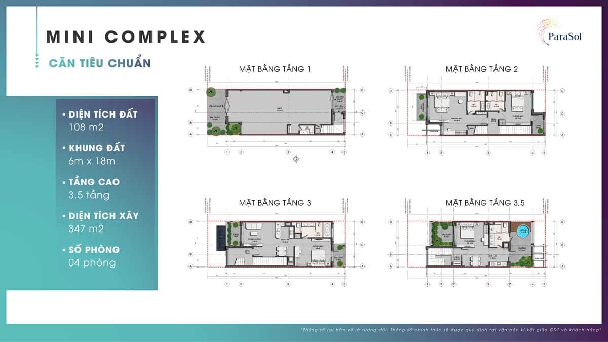 Mặt bằng tầng Mini Complex căn tiêu chuẩn