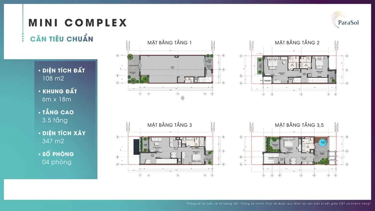 ParaSol Cam Ranh 19 Mặt bằng tầng Mini Complex căn tiêu chuẩn