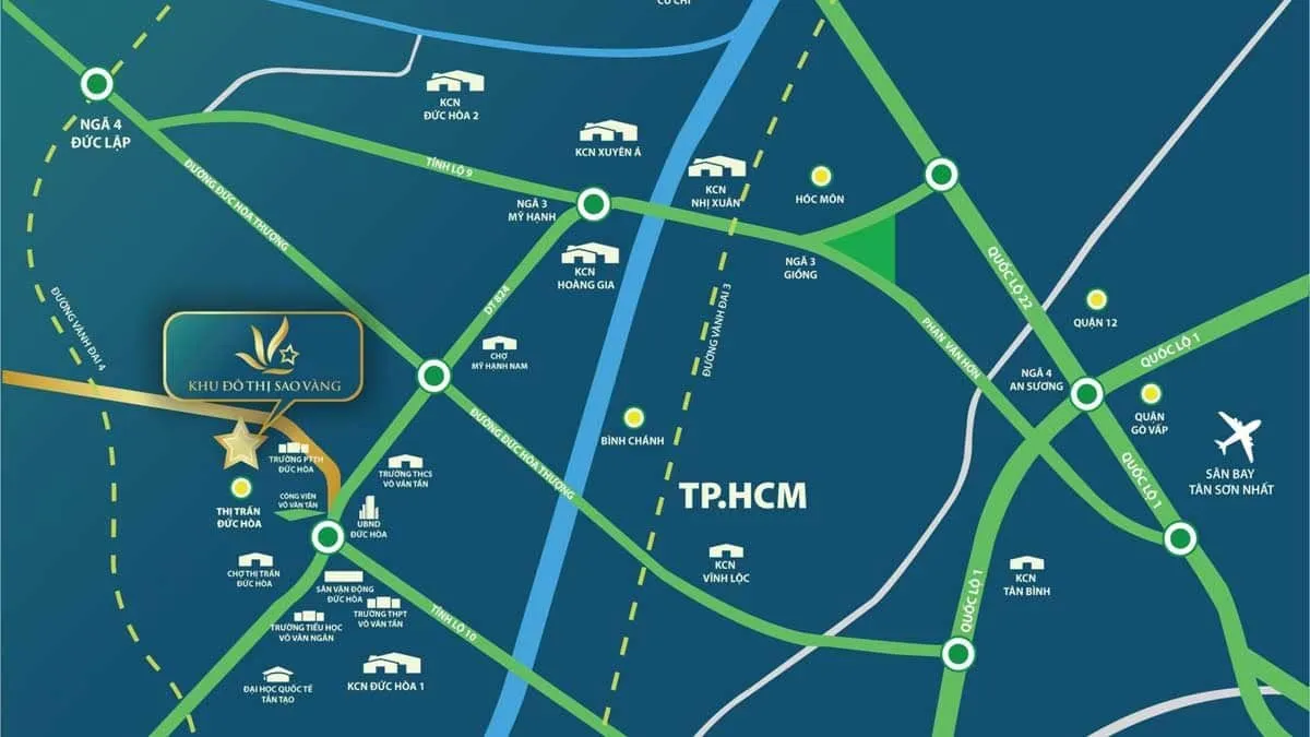 KHU ĐÔ THỊ SAO VÀNG LONG AN 3 Vị trí Dự án Khu Đô Thị Sao Vàng Long An