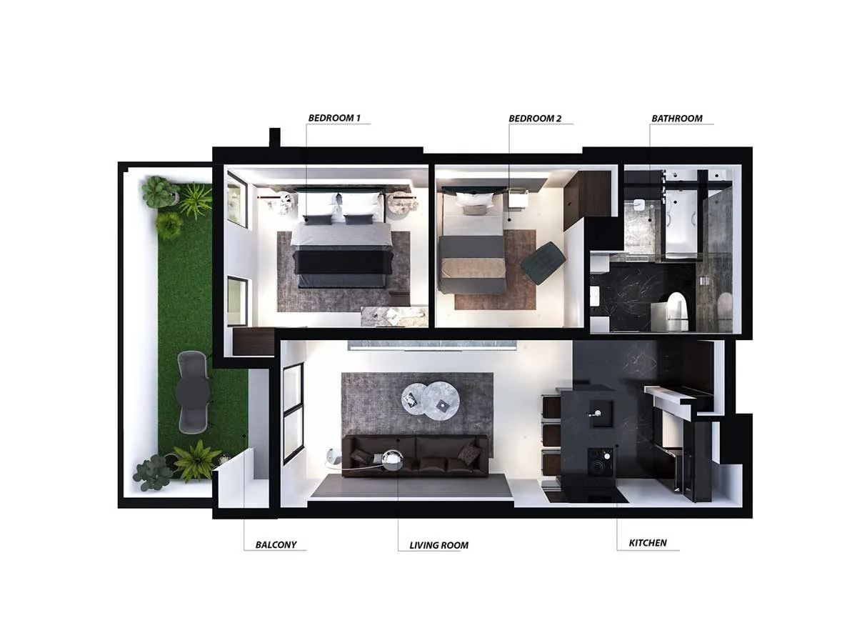 NAGOMI WATERFRONT TOWER 6 Thiết kế Căn hộ 2PN Nagomi Waterfront Tower Nha Trang