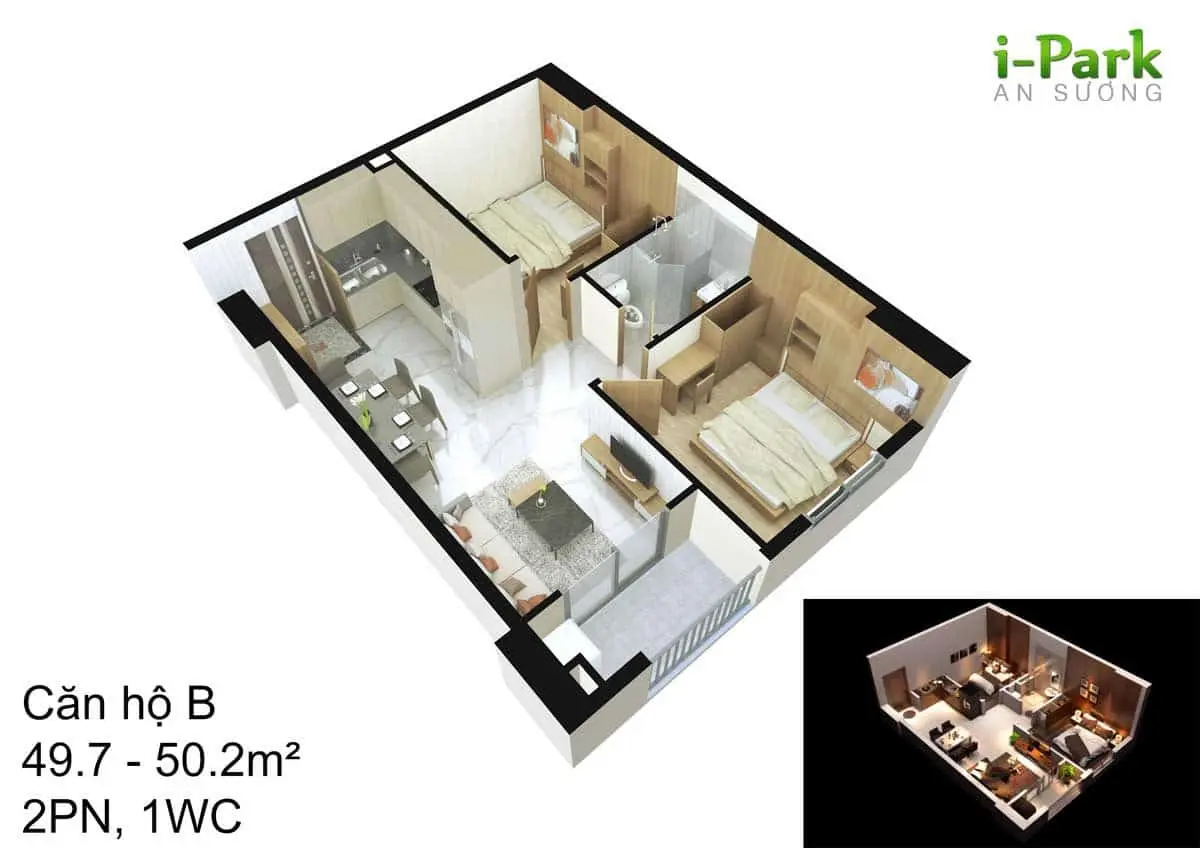 I-PARK AN SƯƠNG 8 Thiết kế Căn hộ B I-Park An Sương Quận 12