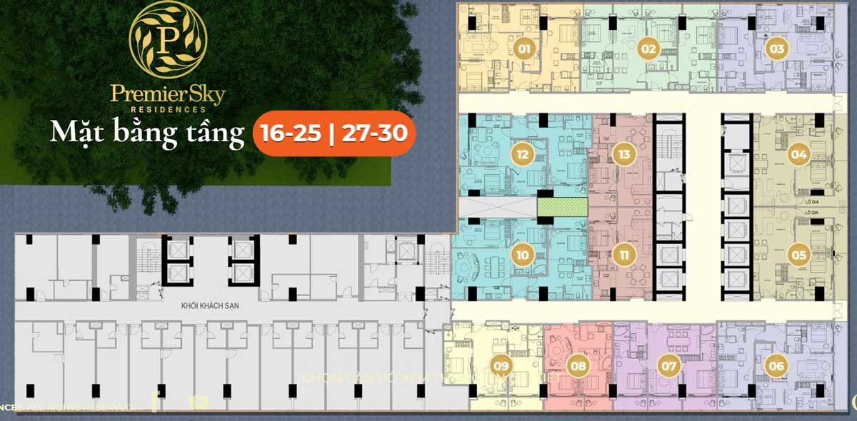 Mặt bằng Căn hộ Premier Sky Residences Đà Nẵng