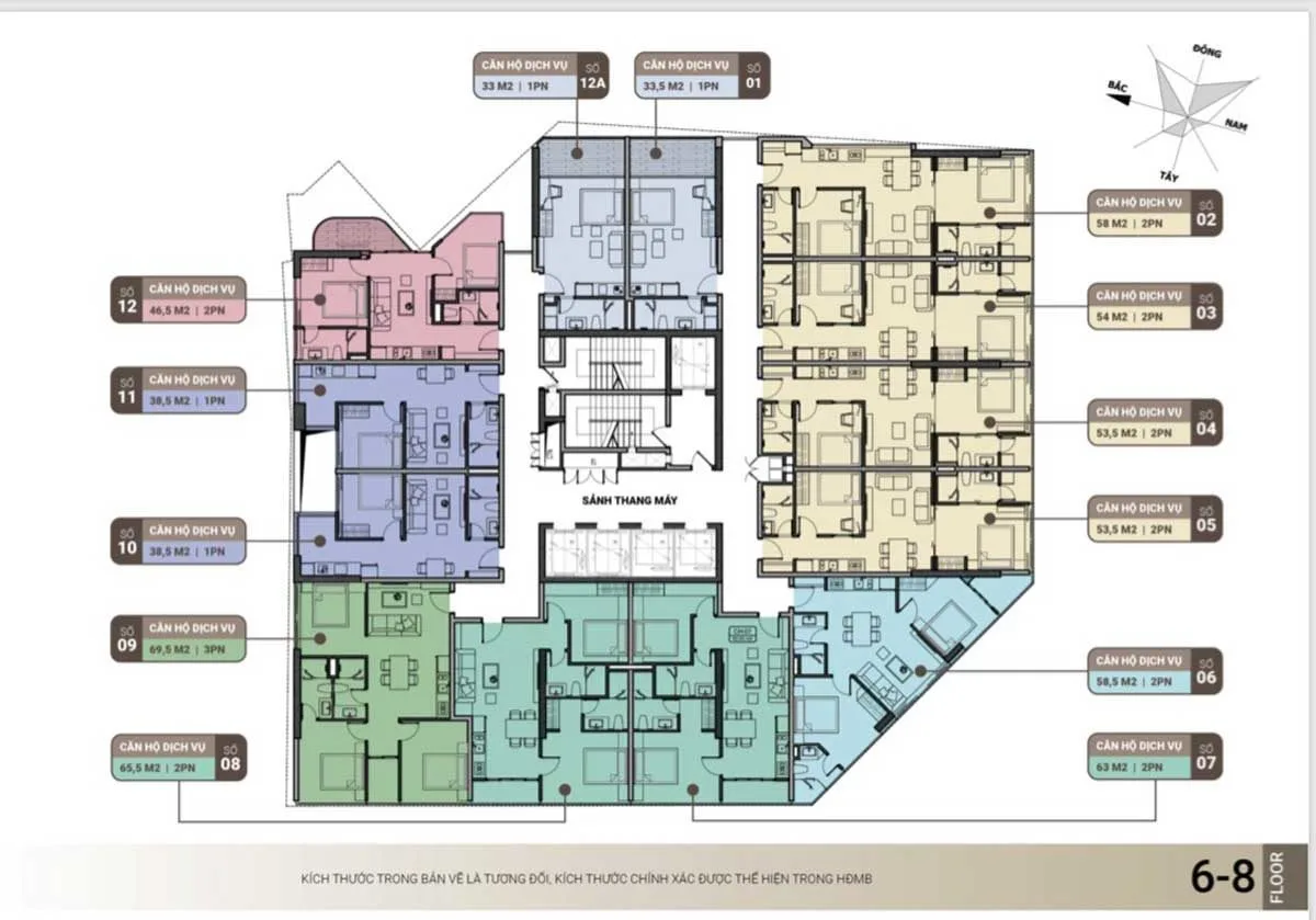 THE LIGHT PHÚ YÊN 16 Mặt bằng Tầng 6 - 8 Dự án Căn hộ Khách sạn The Light Phú Yên