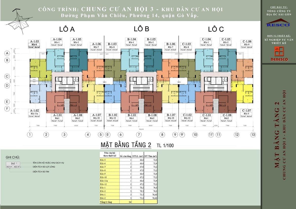 Mặt Bằng Tầng 2 dự án Chung Cư An Hội 3