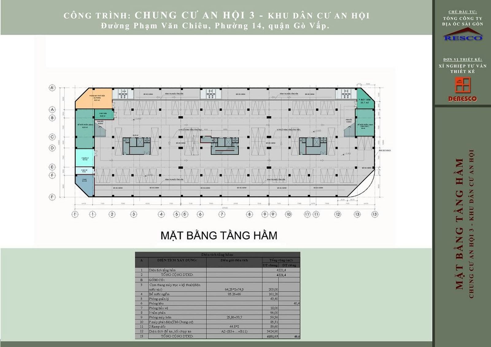 Mặt bằng tầng hầm dự án Chung Cư An Hội 3