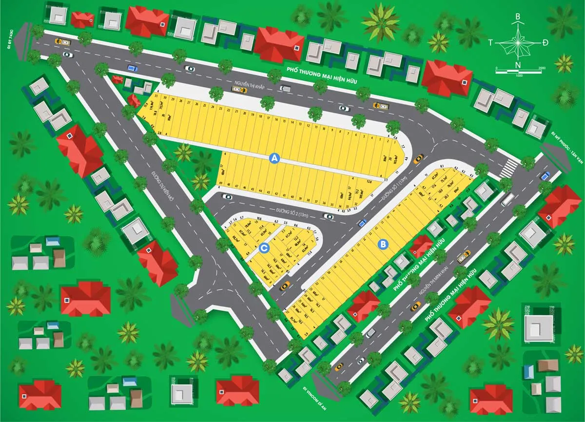 Royal Town 5 Mặt bằng phân lô Dự án Nhà phố KDC Royal Town Dĩ An Bình Dương