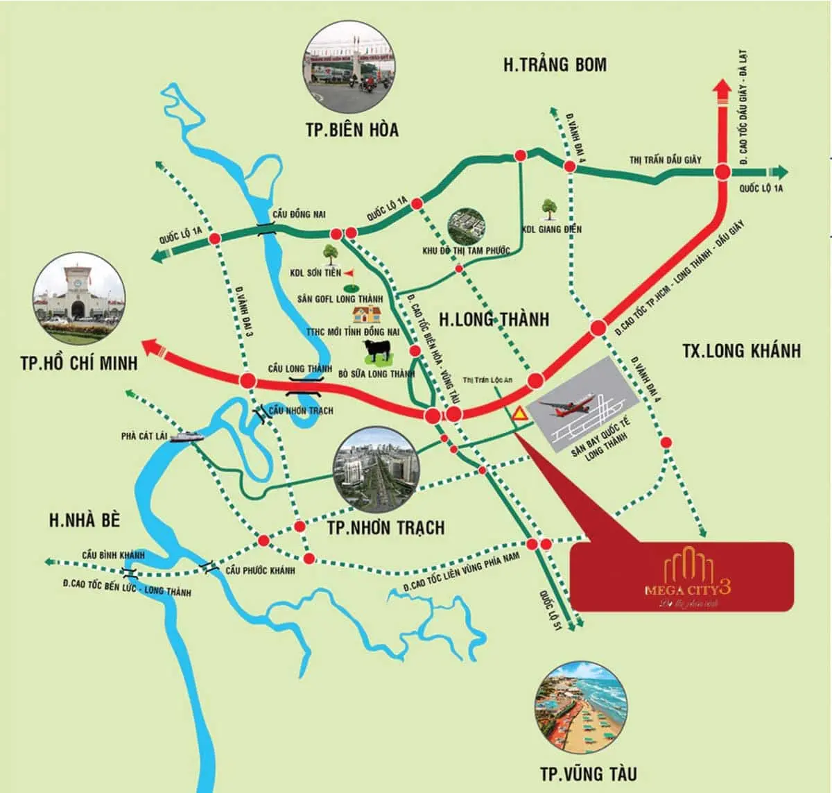 MEGA CITY 3 LONG THÀNH ĐỒNG NAI 2 Vị trí Dự án Mega City 3 Long Thành Đồng Nai