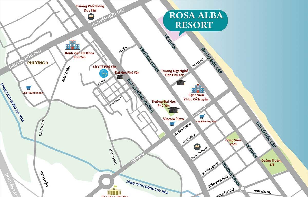 Vị trí Dự án Biệt thự Rosa Alba Resort Tuy Hòa Phú Yên