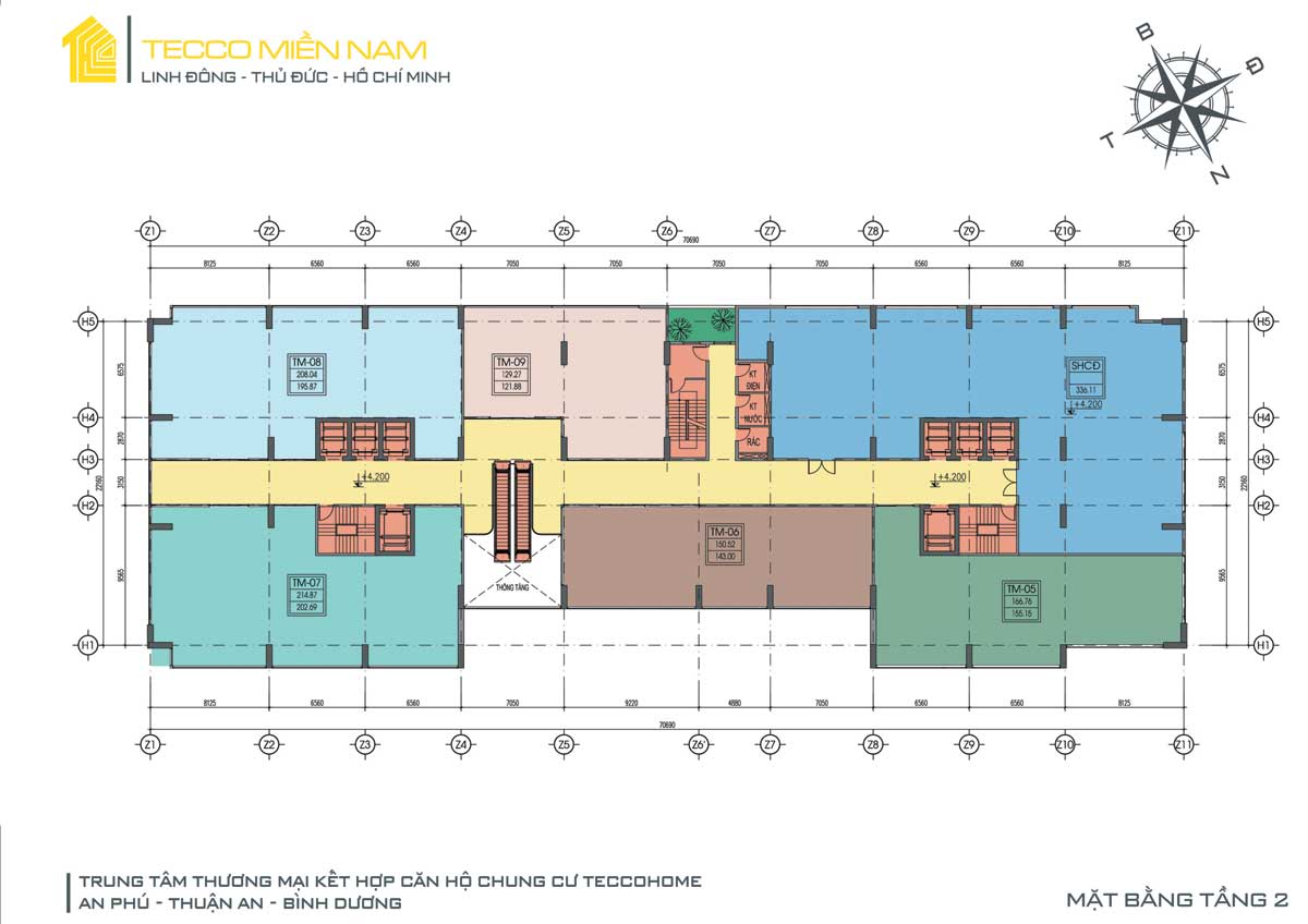 Mặt bằng tầng 2 Dự án Căn hộ Tecco Home An Phú
