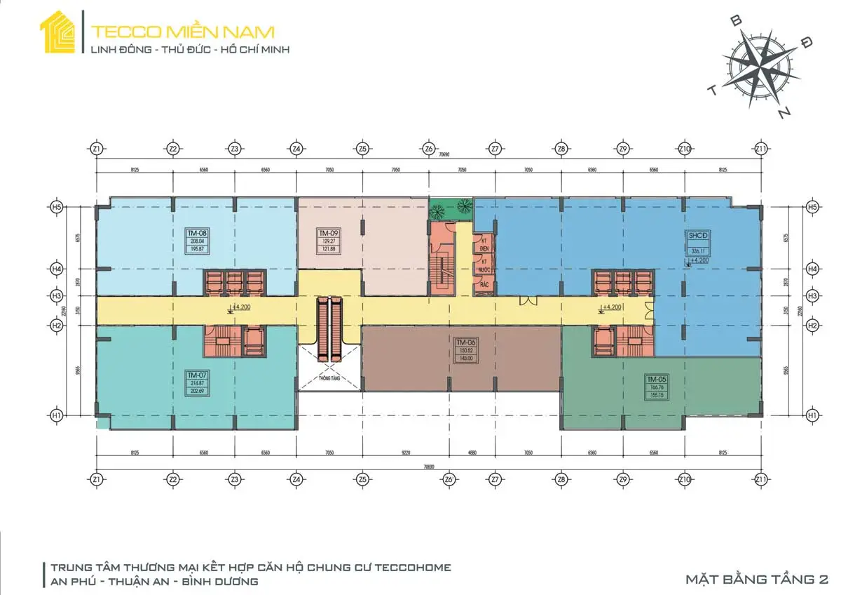 TECCO HOME AN PHÚ 12 Mặt bằng tầng 2 Dự án Căn hộ Tecco Home An Phú