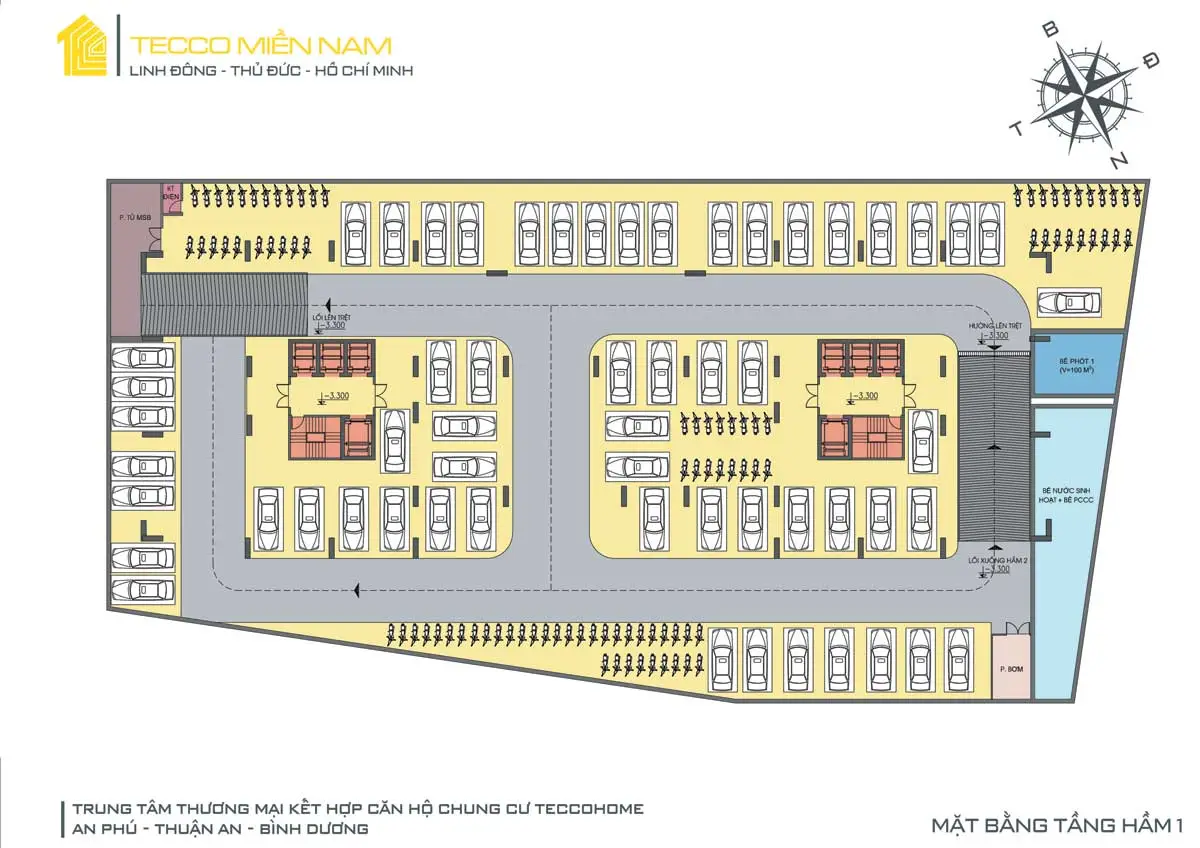 TECCO HOME AN PHÚ 9 Mặt bằng Tầng Hầm 1 Dự án Tecco Home An Phú