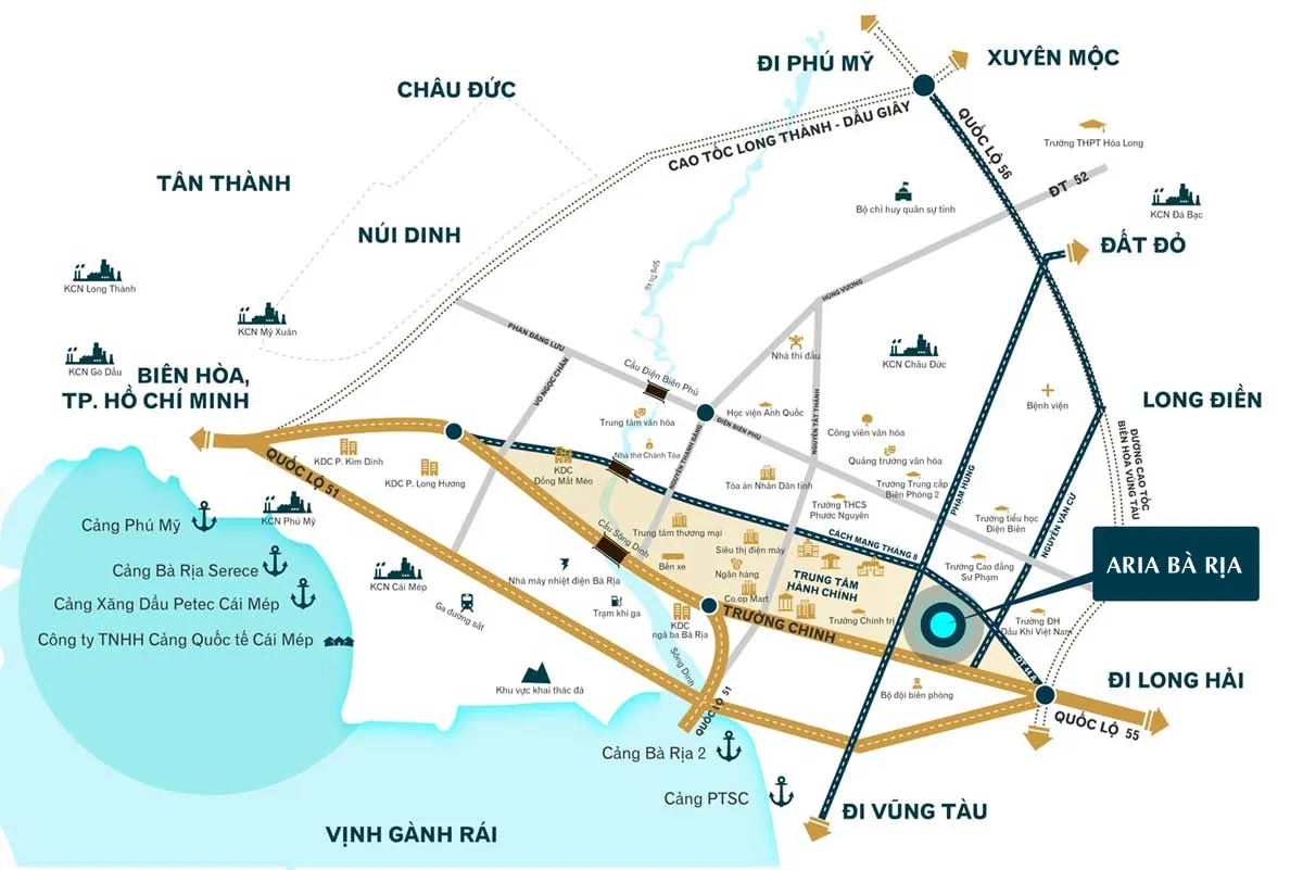 ARIA BÀ RỊA 2 Bản đồ Vị trí Dự án Căn hộ Aria Bà Rịa