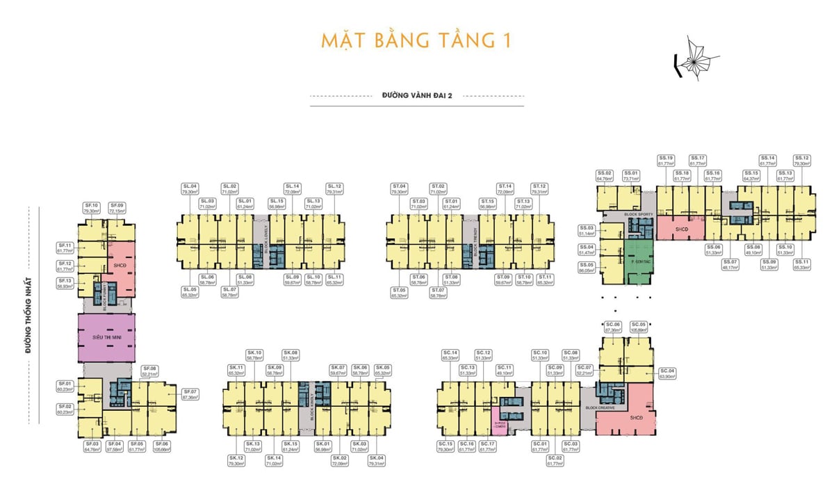 Mặt bằng Tầng 1 Căn hộ 9X Next Gen Bình Dương