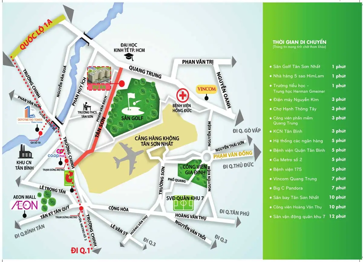 GOLF VIEW PALACE TÂN BÌNH 9 Tiện ích liên kết vùng Dự án Căn hộ Chung cư Golf View Palace Tân Bình