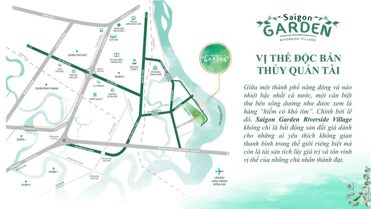 SAIGON GARDEN RIVERSIDE VILLAGE 3 Vị trí Dự án Biệt thự Saigon Garden Riverside Village Quận 9