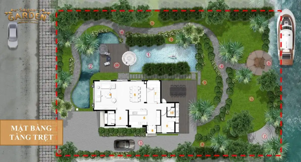 SAIGON GARDEN RIVERSIDE VILLAGE 16 Mặt bằng tầng Trệt Biệt thự Saigon Garden Riverside Village Quận 9