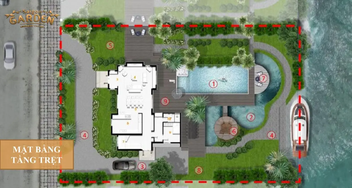 SAIGON GARDEN RIVERSIDE VILLAGE 22 Mặt bằng tầng Trệt Biệt thự 02 Dự án Saigon Garden Riverside Village Quận 9