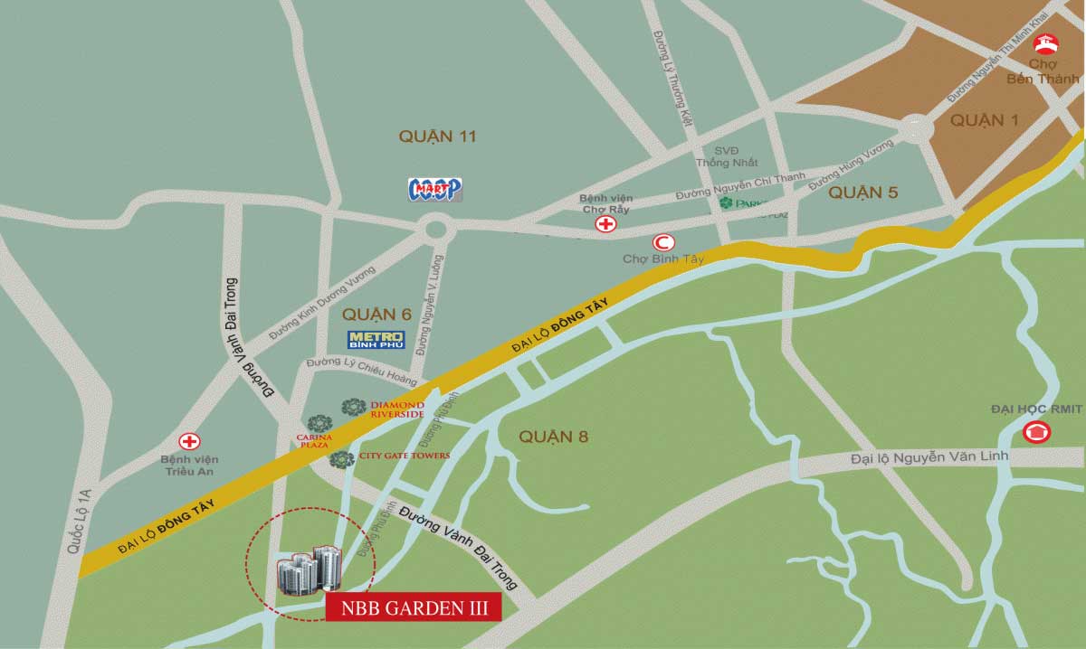 Vị trí Dự án Căn hộ City Gate 3 Quận 8