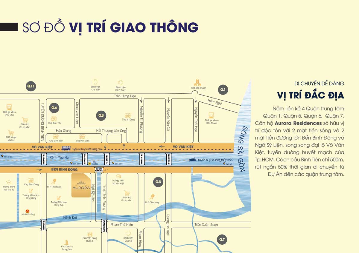 Bản đồ Vị trí Dự án Aurora Riverside Quận 8