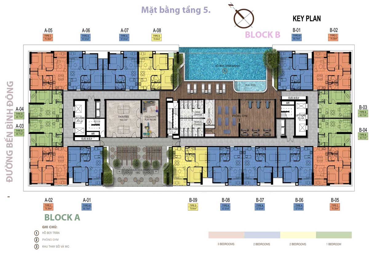 Mặt bằng Tầng 5 Dự án Aurora Riverside Quận 8