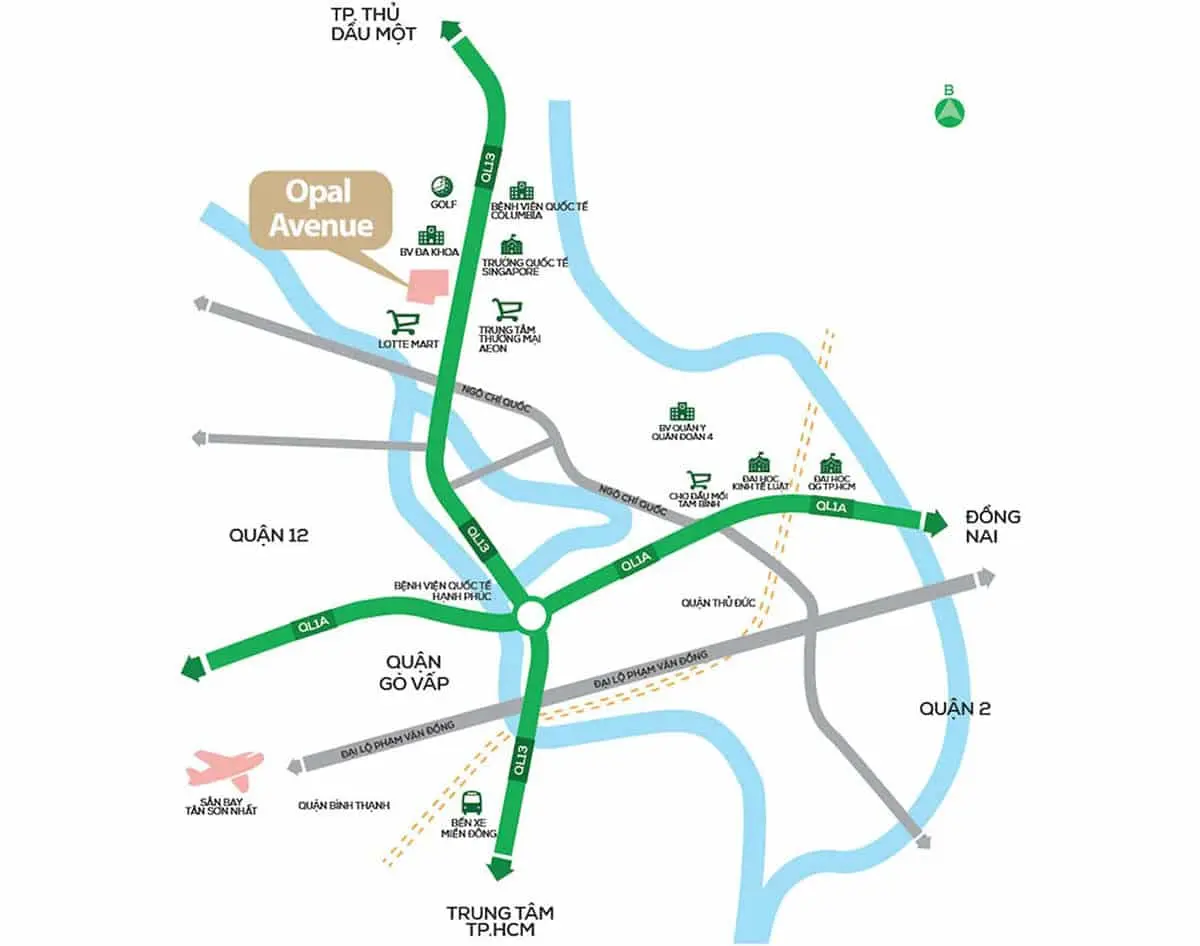 OPAL AVENUE BÌNH DƯƠNG 3 Vị trí Dự án Căn hộ Chung cư Opal Avenue Bình Dương