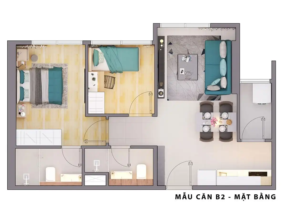 OPAL AVENUE BÌNH DƯƠNG 11 Thiết kế Căn hộ loại B2