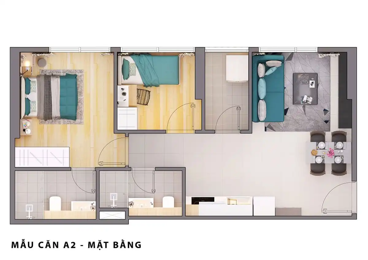 OPAL AVENUE BÌNH DƯƠNG 9 Thiết kế Căn hộ loại A2