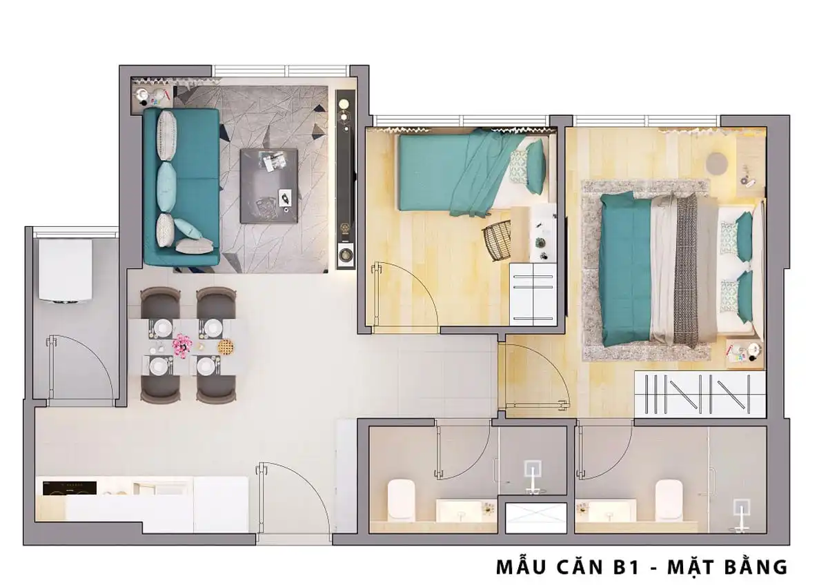 OPAL AVENUE BÌNH DƯƠNG 10 Thiết kế Căn hộ loại B1