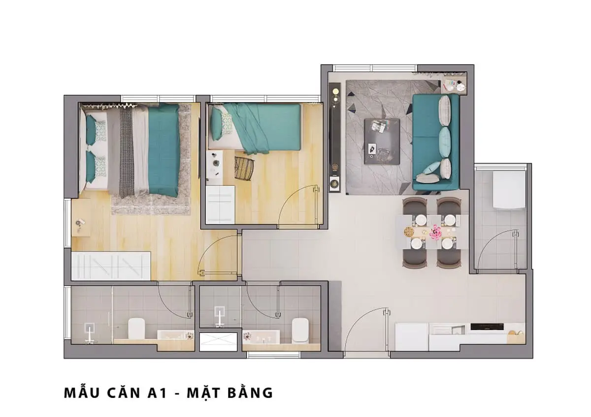 OPAL AVENUE BÌNH DƯƠNG 8 Thiết kế Căn hộ loại A1