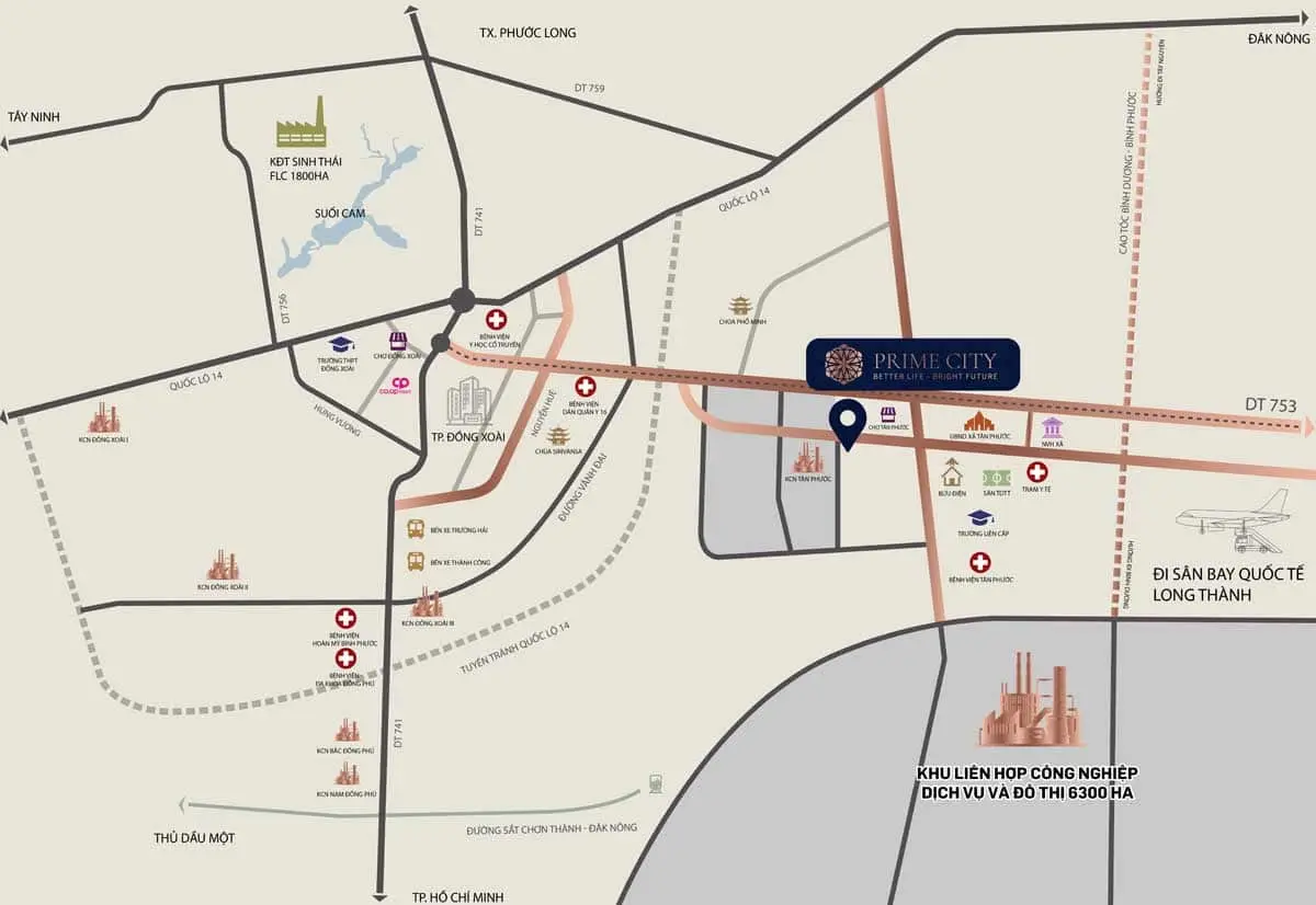 Prime City Bình Phước 2 Vị trí Dự án Prime City Bình Phước