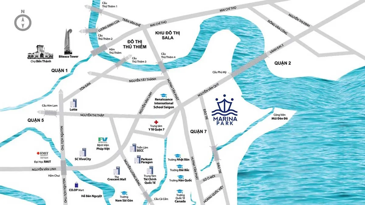 MARINA PARK QUẬN 7 3 Vị trí Dự án Căn hộ Marina Park Quận 7