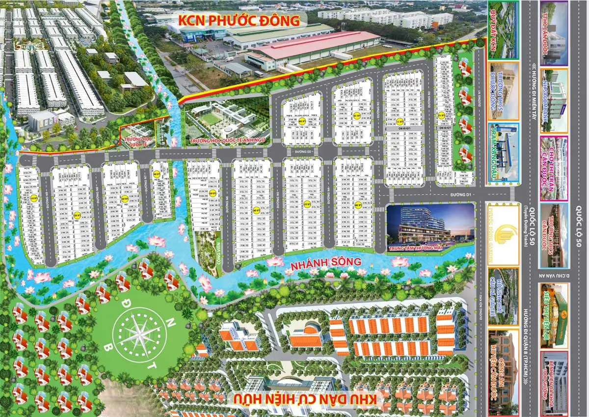 KHU DÂN CƯ PHƯỚC ĐÔNG GARDEN 5 Mặt bằng Phân lô Dự án Khu dân cư Phước Đông Cần Đước Long An