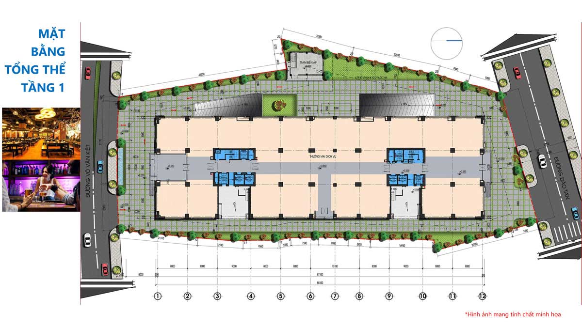 Mặt bằng Tầng 1 Dự án Căn hộ Tam Đức Plaza Quận 5