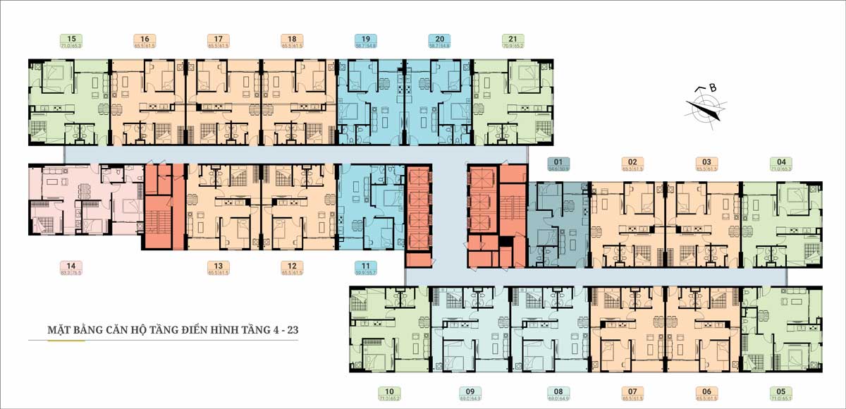 Mặt bằng Tầng 4 - 23 Dự án Căn hộ Bình An Tower